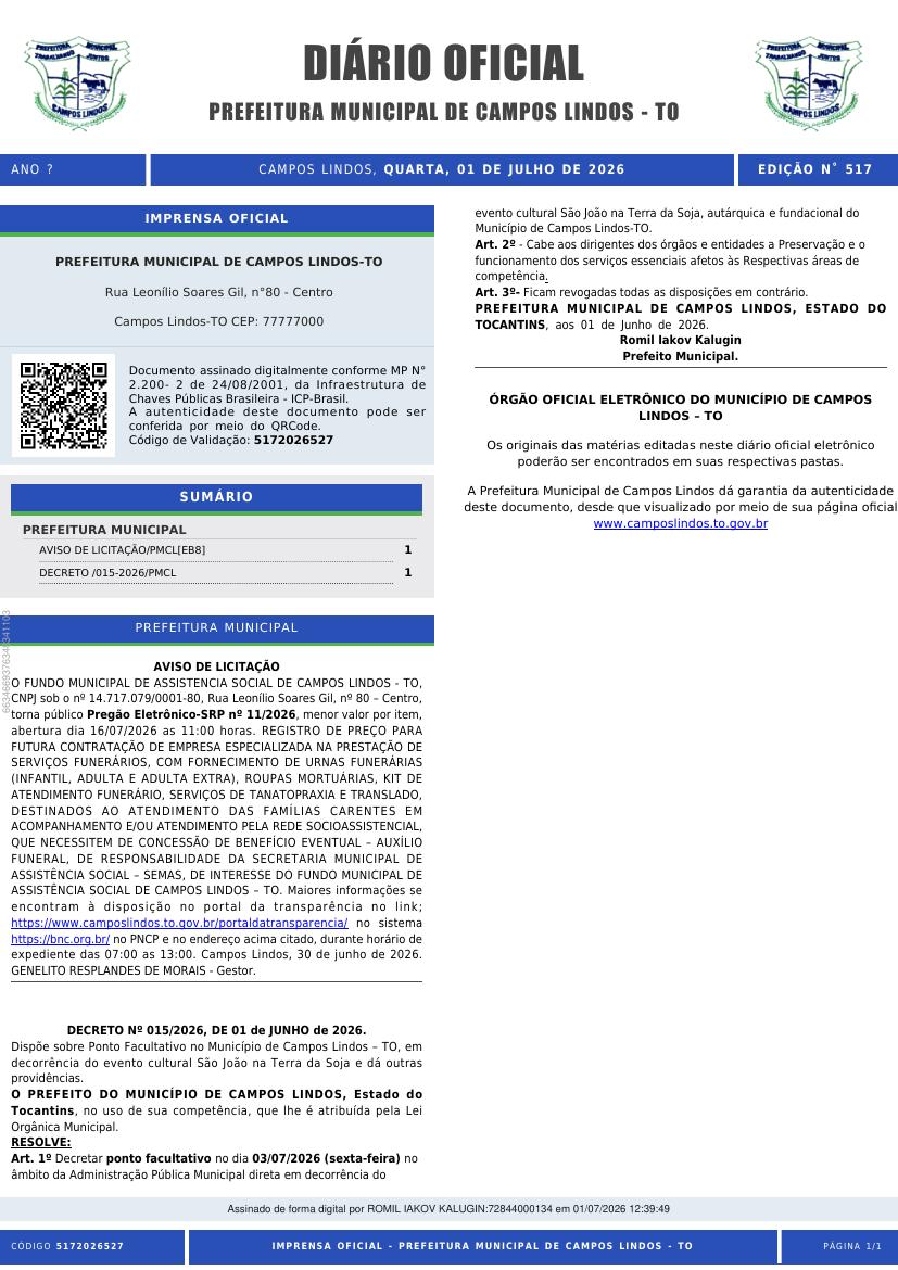 Capa da edição